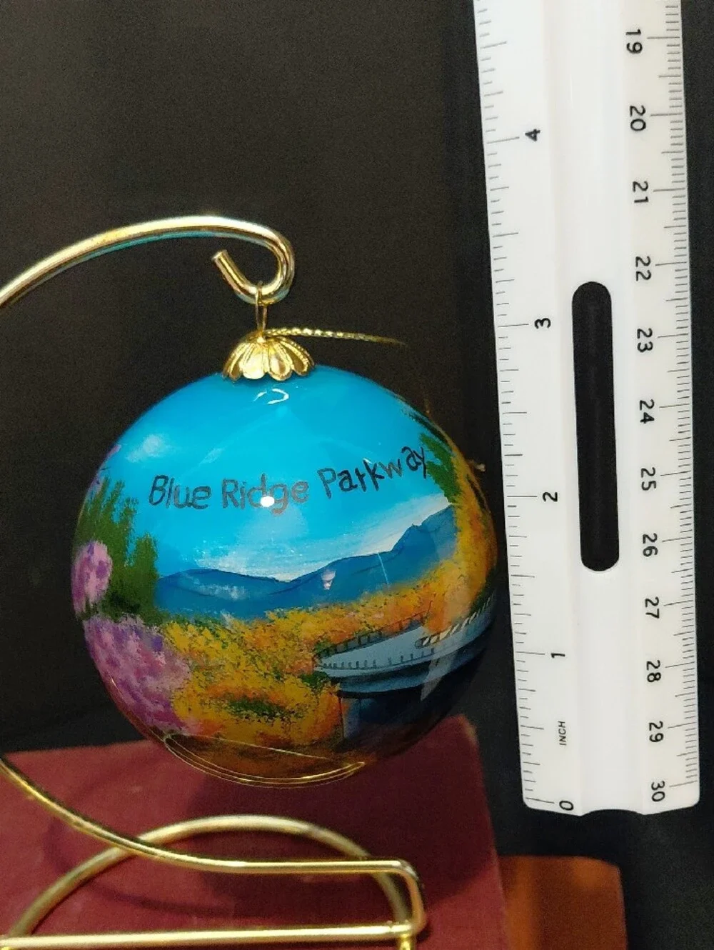 HANDPAINTED GLASS ORNAMENT BLUE RIDGE PARKWAY